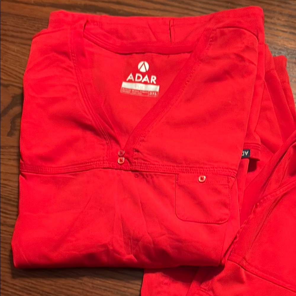 Adar Red Scrub Top and Pants Set